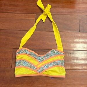 Liberty Halter Crop Top Size M Geometric Floral Pattern NWT
